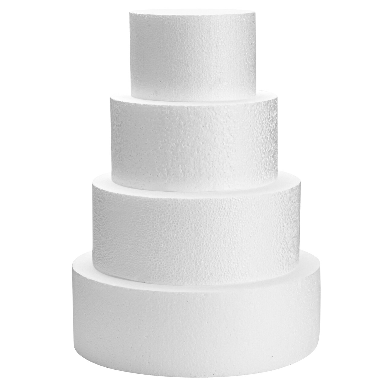 Set of 4 Round Foam Cake Dummies in Varying Sizes for 16" Tall Fake Wedding Cake (6, 8, 10, and 12 in)
